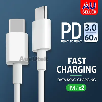 $7.95 • Buy 2x USB Type C To USB-C Cable Charge PD Quick Charging Data Fast Charger Samsung