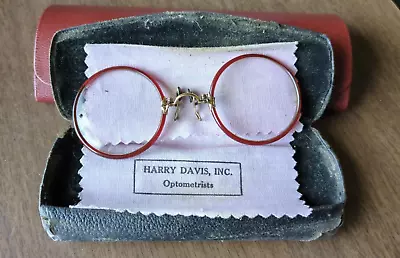 Vintage Antique Eyeglasses Pinch Clip On With Case Bifocal • $25