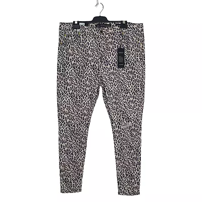 City Chic +Size 16 Leopard Print Asha High Rise Skinny Denim Jeans Pants NEW • $41.95