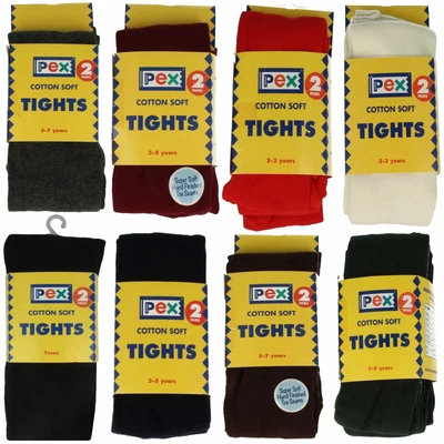 £12.99 • Buy Girls PEX Cotton Soft 2 Pair Pack Plain Tights Sunset
