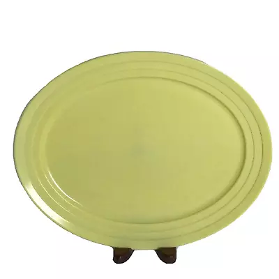 Vintage Hazel Atlas Milk Glass Moderntone Pastel Yellow Oval Serving Platter 12  • $17.15