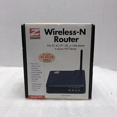 Zoom 4501 ￼ ￼3G Mobile Broadband Wireless – N Router USB Modem ￼ New In Box • $10.99