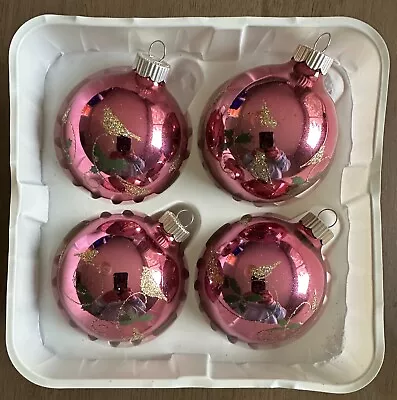 Martha Stewart Woodland Holiday Stenciled Glitter Bird Glass Christmas Ornaments • $14.95