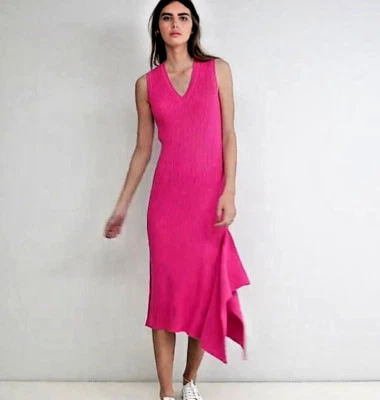 $59.99 • Buy NWT Premium Asos Knitted Rib Midi Ankle DRESS Asymmetric Panel Hem 8 10 12 14 16