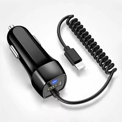 $5.99 • Buy For IPhone 11 12 13 14 Pro XS Max X FAST CAR CHARGER EXTRA USB PORT COILED CABLE
