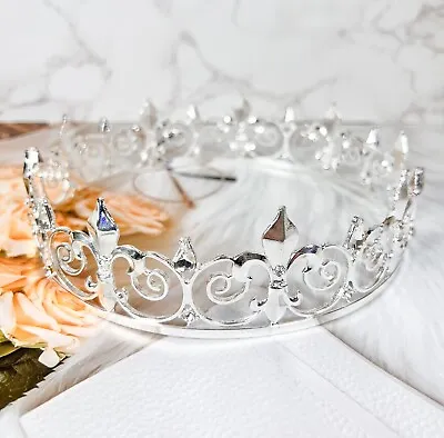 Royal Prince Silver Crowns For Men Full Round Crowns Wedding Birthday Party • $24.99