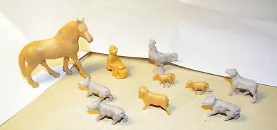 Vintage MARX Farm Animals Play Set Figures Horse Sheep & Pig Farmer Near Mint • $12.95