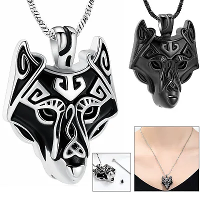Men Wolf Pendant Cremation Jewelry For Ashes Urn Necklace Locket For Ashe Holder • $14.88