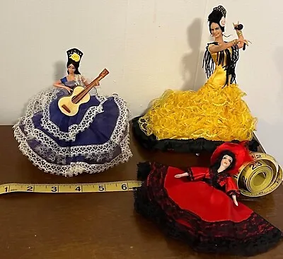 Vintage 3 LOT Marin Chicana Dolls - Flamenco Dancer - Guitar Player - ETC • $15