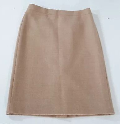 J Crew No 2 Pencil Skirt In Double Serge Wool Women Size 4 Camel Tan • $40