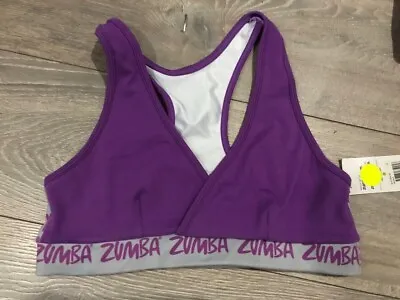 Zumba Purple Silver Bra Top Fitness Gym Workout Sports Dance Size 6-8 XS • £7