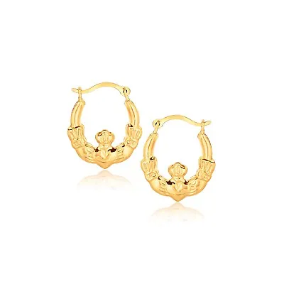 10k Yellow Gold Delicate Hoop Earrings For Women Vintage Design 0.63  Snap Lock • $71.22