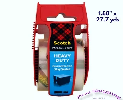 Shipping Packaging Tape With Dispenser Heavy Duty Packing Dispensered Roll Clear • $5.99