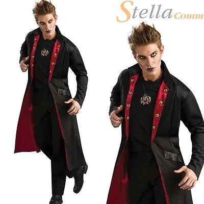 Adult Mens Vampire Coat Dracula Halloween Fancy Dress Costume Accessory • £28.49