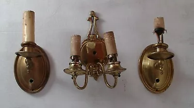 3 Antique Brass Wall Light Fixtures Sconce • $25