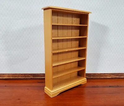 Dollhouse Tall Bookcase Shelves Bookshelf Light Wood Finish 1:12 Scale Miniature • $13.99