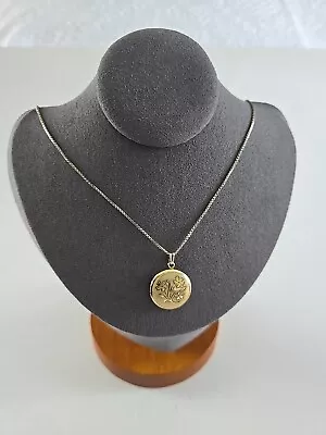 Vintage Small Round Floral Locket Gold Filled On 18  Chain • $29.99