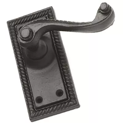 Matt Black Finish Georgian Lever Latch Door Handles With Spindle And Fixings • £10.44