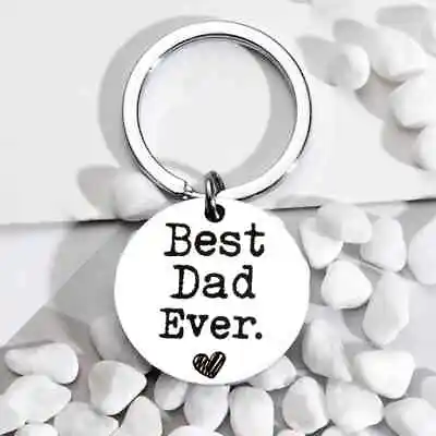 Best Dad Ever Engraved Metal Keyring Keychain Fathers Day Birthday Gift For Dad • £3.49