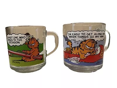 Vintage McDonalds Glass Mugs Garfield Odie 1978 Set Of 2 • $16