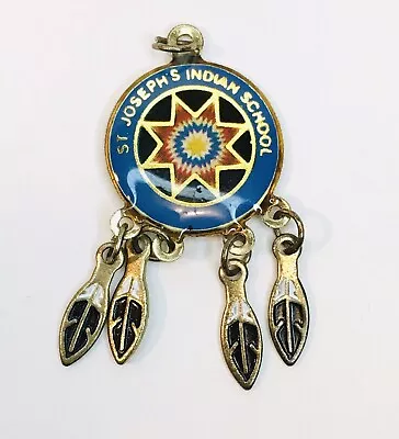 St Joseph Indian School Native Amercian Pendant Charm Metal & Feathers 1 1/2   • $8