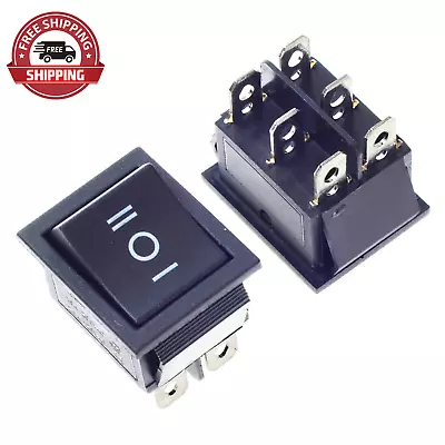 2Pcs DPDT 6 Pins 3 Position On/Off/On Black Rocker Toggle Switch For Car And Boa • $11.55