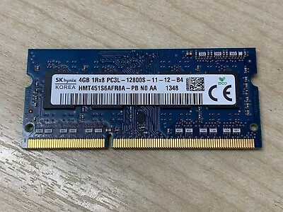 SK Hynix 4GB PC3L-12800S 1600Mhz DDR3 Laptop Memory RAM SODIMM HMT451S6AFR8A-PB • £4.95