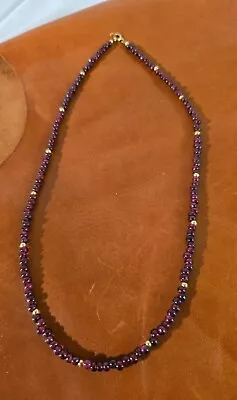 Vintage Estate 14k Gold Bead & Garnet Beaded Bohemian Necklace 16 14k Beads • $125