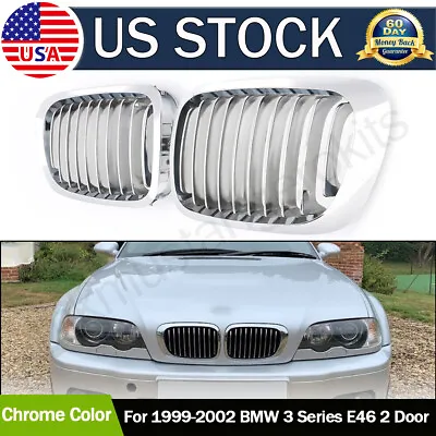 Chrome Front Kidney Grille For 99-02 BMW E46 3 Series 325Ci 328i 330Ci Coupe/2Dr • $33.11