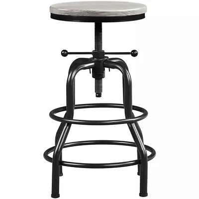 Industrial Bar Stool Vintage Height Adjustable Stool Metal Stool With Wood Seat • $55.99