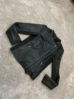 Women’s Warehouse 100% Leather Black Jacket/cardigan Size 10 • £9.99