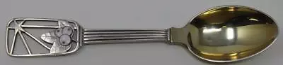 A Michelsen Sterling Silver Gold Wash Enamel Christmas Spoon 1938 Star & Berries • $65.95