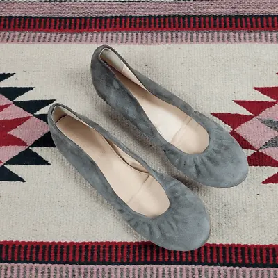 J Crew Cece Gray Suede Ballet Flats Sz 6.5 Slip On 46198 Made In Italy • $20