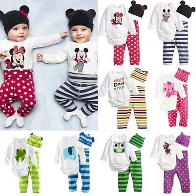 Newborn Baby Boy' Girl Disney Mickey Mouse Romper Tops Pants Winter Outfits Sets • $18.09