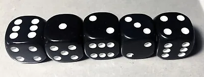 Midnight Black Yahtzee Dice Set Of 5 Deluxe Edition Die Replacement Parts Jet • $10
