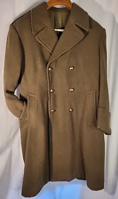 Vtg 1968 Mens Thick Heavy Green Wool Military Winter Trench Coat Sete France  40 • $72.89