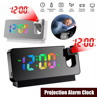 $22.82 • Buy LED Digital Smart Alarm Clock Projection Temperature Time Projector LCD Display