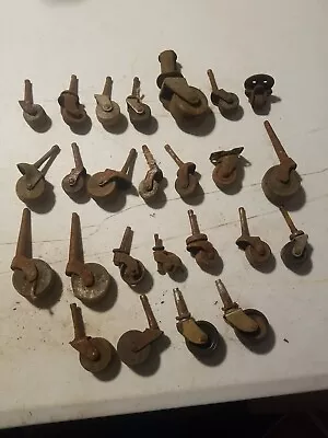 Vintage Antique Furniture Swivel Wheel Caster LOT Of 25 Wood Metal Plastic Wheel • $11.87