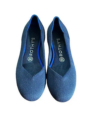 Rothys Blue Navy Round Toe Ballet Flats Women's Size 9  M Slip Ons Comforts • $45.50