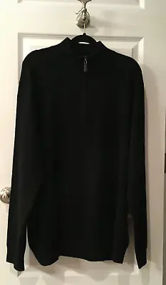 NWT DANIEL HECHTER Paris Men's 100% 2-PLY Cashmere 1/4 Zip Sweater Black Sz XXL • $69