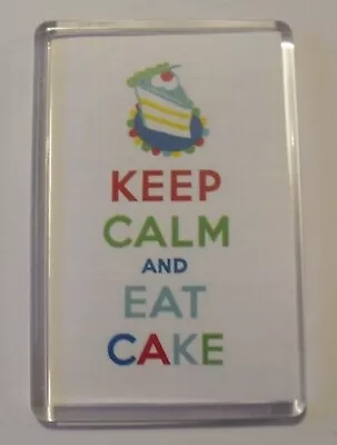 White - Keep Calm And Eat Cake Magnet • £2.20