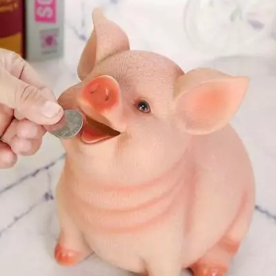 Piggy Bank Pig Coin Saving Funny Money Boxe Vintage Coins Storage Box 14x12x11cm • $11.99