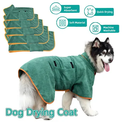 £8.99 • Buy UK Dog Bathrobe Towel Microfibre Bath Robe Pet Super Absorbent Drying Coat