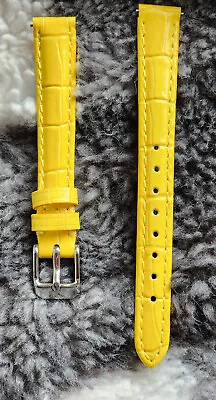 Yellow Genuine Leather Alligator Crocodile Grain Strap Band  Fit Michele Watch • $9.45