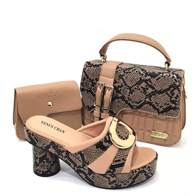 Italian Design Shoes And Bag With Matching Luxury Fashion Rhinestone Mid 6.8 CM • $98.99