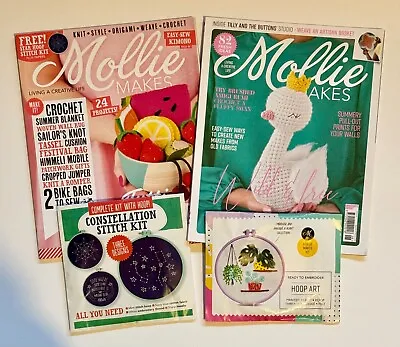 Mollie Makes Magazine X 2 (53 & 106) With 2 Hoop Art Embroidery Stitch Kits • $11.18