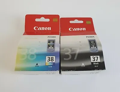 NEW Genuine Canon Pixma 37 38 Black Color Ink Cartridges PG-37 CL-38 • £23.99