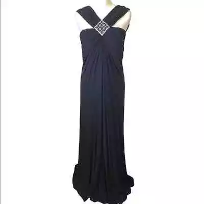 Melinda Eng Black Beaded Jewel Maxi Dress Gown Size 12 • $330