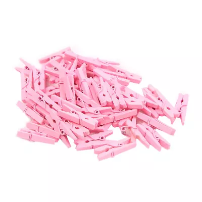  100 Pcs Wooden Clip Rainbow Color Pink Mini Pegs Clothespin • £8.89