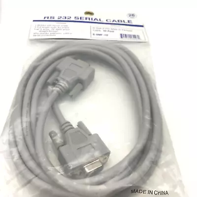 RS 232 Serial Computer Cable 9 Pin Male To Female 10 Feet Long • $5.50